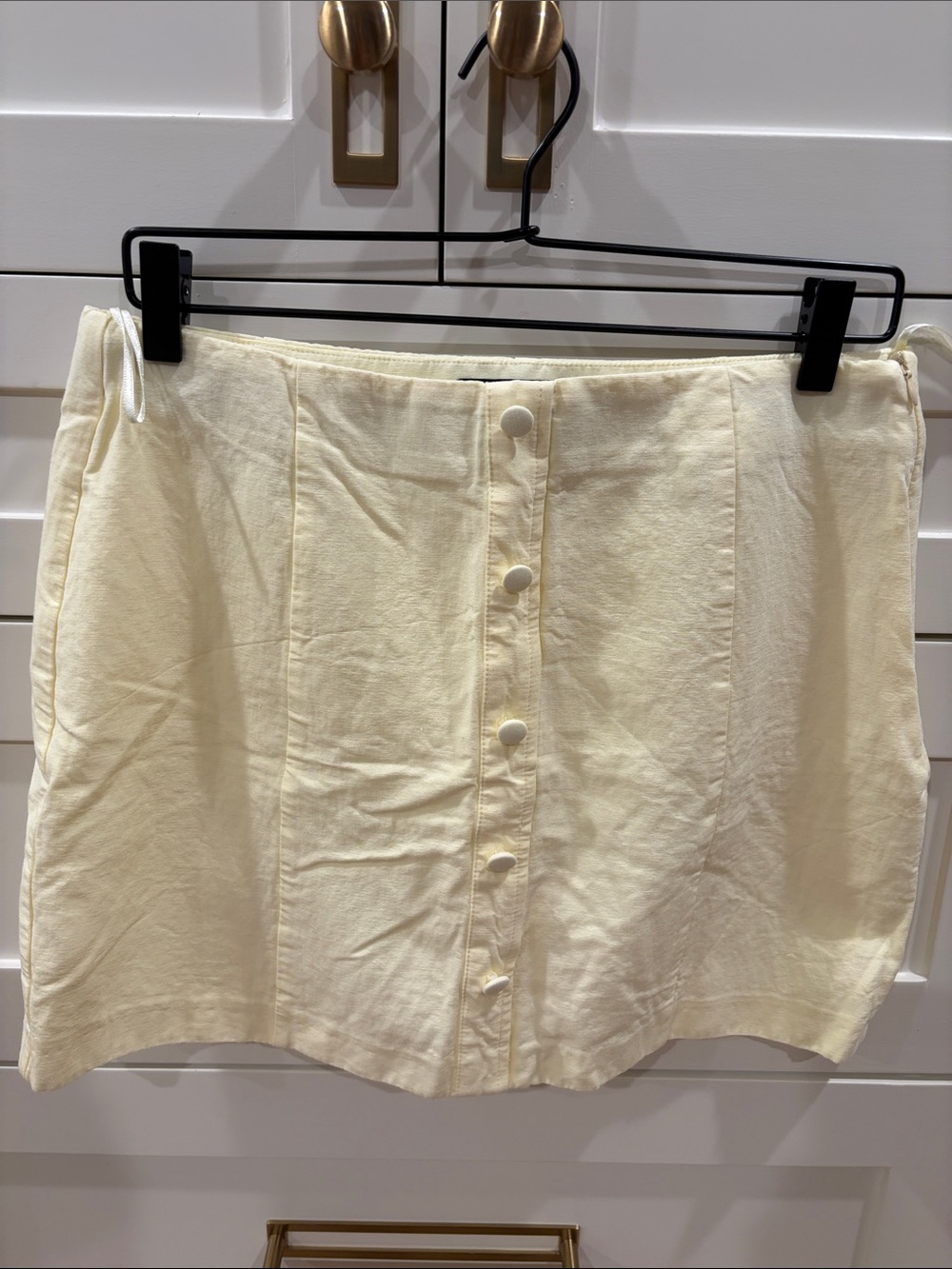 Zara Light Cream Button-Front Mini Skirt